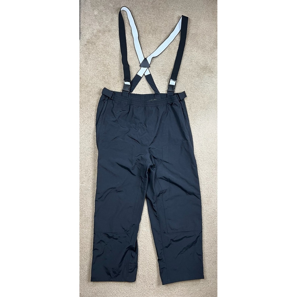 Carhartt Rain Pants Mens XL Black Nylon Shell Suspenders Workwear B187 BLK